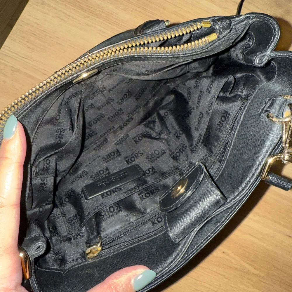 Michael Kors Black Satchel with Gold Accents - Picture 6 of 7